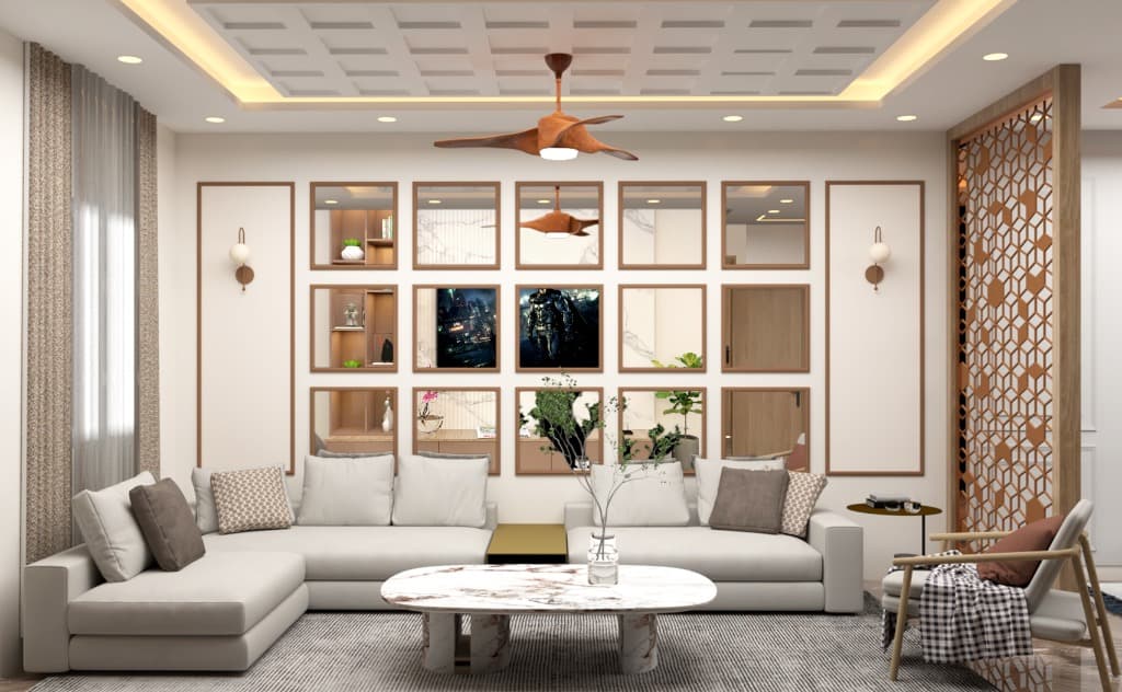 Living Room Mirror Wall